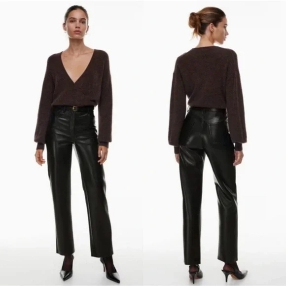 Aritzia Pants - ARITZIA Wilfred The Melina High-Rise Vegan Leather Pants Black Size 4 Approx